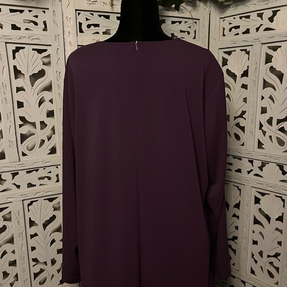 HARVE BENARD VINTAGE PERFECT PLUM PURPLE ZIP UP LONG SLEEVE PLUS MIDI DRESS - Picture 7 of 10
